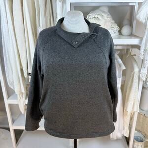 Eddie Bauer women's XL dark gray pop over sweater classic, masc, office #4335
